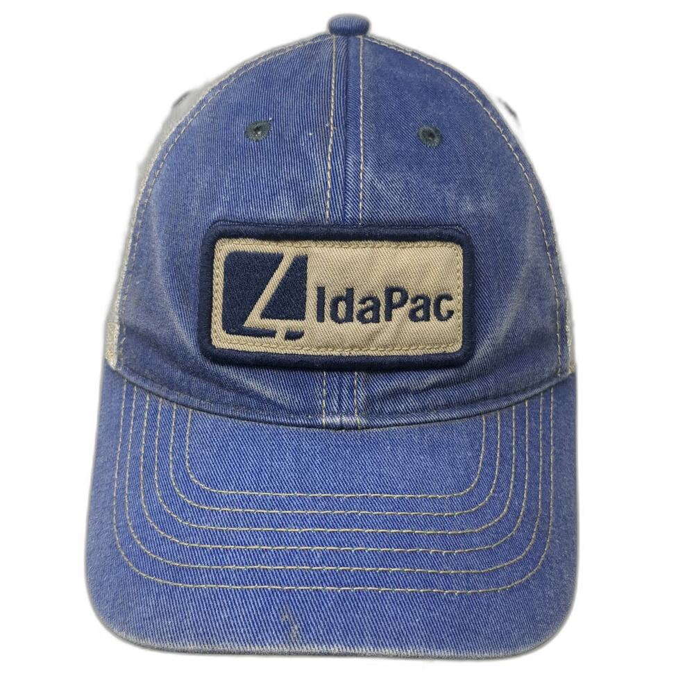 Legacy Trucker Hat Blue One Size IdaPac Mesh Snapback Green Underbrim Hat